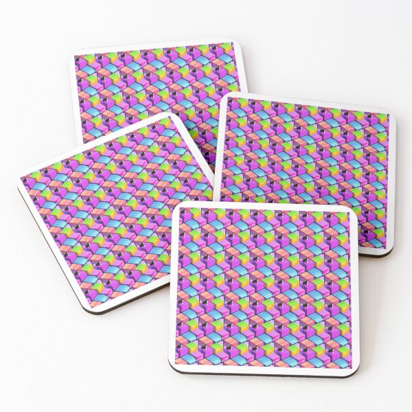 Item preview, Isometric Purple Cubes and Black and White Cat Pattern designed and sold by Aaron2610.