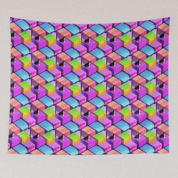 Item preview, Isometric Purple Cubes and Black and White Cat Pattern designed and sold by Aaron2610.