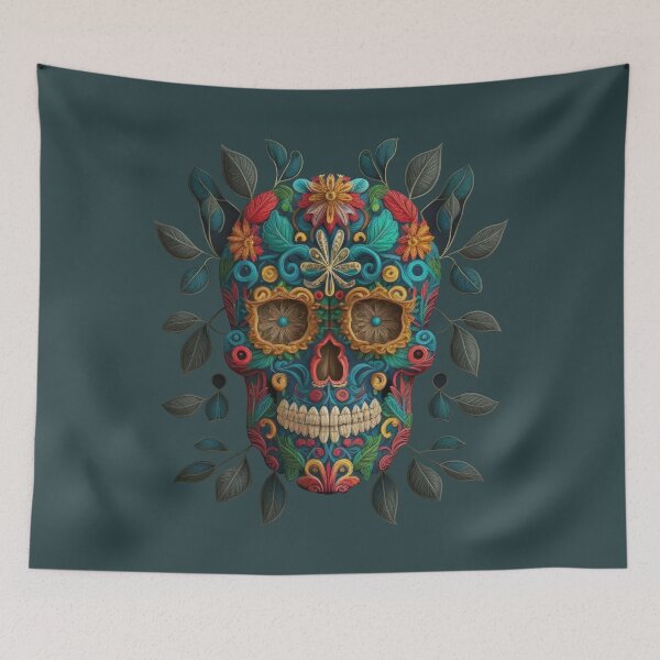 Item preview, Deluxe design made of embroidery skull textile Day of the Dead, Dia de los Muertos designed and sold by Tio-Tecun.