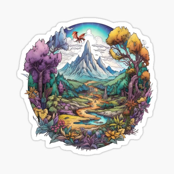 Item preview, The Lonely Mountain - Colorful Illustration - Fantasy designed and sold by Fenay Designs.
