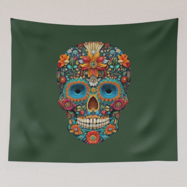 Item preview, Deluxe design made of embroidery skull textile Day of the Dead, Dia de los Muertos designed and sold by Tio-Tecun.