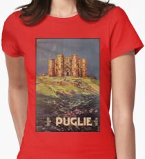 Apulia Castle del Monte vintage Italian travel ad Women's Fitted T-Shirt
