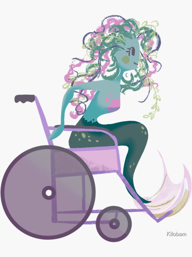 "Mermaid wheelchair" Sticker for Sale by Kilobam Redbubble
