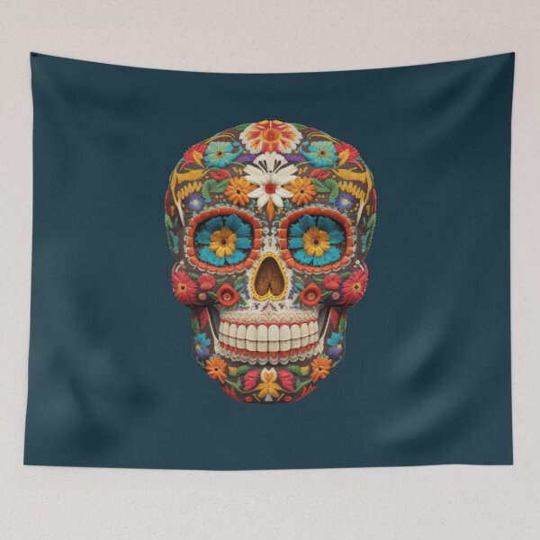 Item preview, Deluxe design made of embroidery skull textile Day of the Dead, Dia de los Muertos designed and sold by Tio-Tecun.
