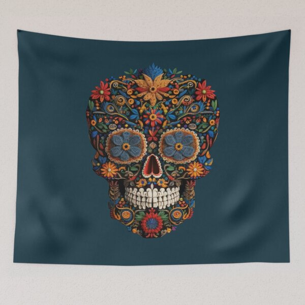 Item preview, Deluxe design made of embroidery skull textile Day of the Dead, Dia de los Muertos designed and sold by Tio-Tecun.