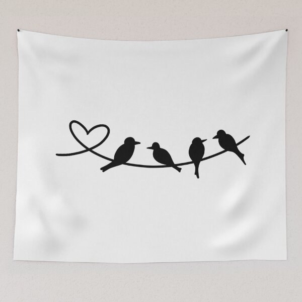 Item preview, 4 Heart Birds on a Wire designed and sold by CuteTattoo.