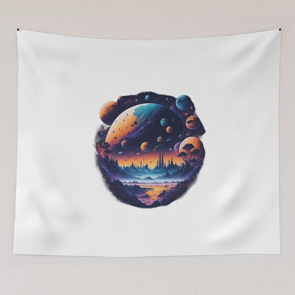 Item preview, Celestial Landscape with planets and nebulas designed and sold by AccendoStore.