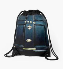 Haunted Blue Door with 221b number Drawstring Bag