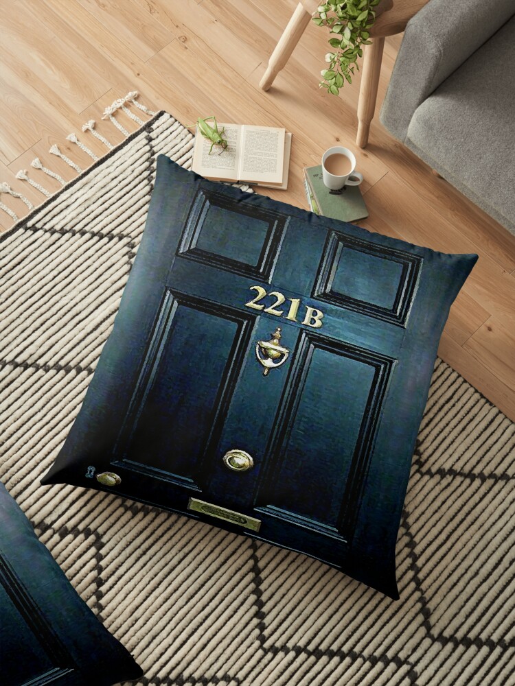 Haunted Blue Door With 221b Number Floor Pillow By Galih Sanjaya Kusuma Wiwaha