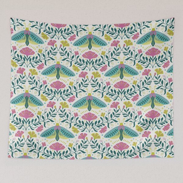 Item preview, Floral Folksy Moth Pattern - Fresh Colours designed and sold by Kishiandstar.