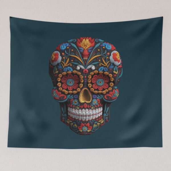 Item preview, Deluxe design made of embroidery skull textile Day of the Dead, Dia de los Muertos designed and sold by Tio-Tecun.