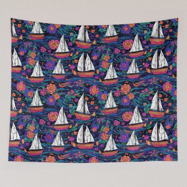 Item preview, Sailing boats pattern designed and sold by BloodRubyz.