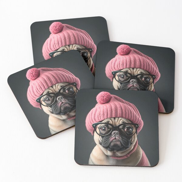 Item preview, Cachorro Pug touca pink de óculos designed and sold by afpnegocios.