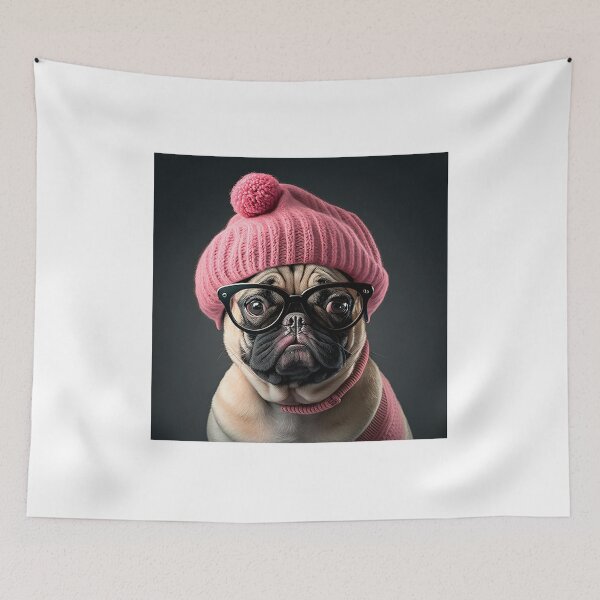 Item preview, Cachorro Pug touca pink de óculos designed and sold by afpnegocios.