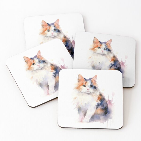 Item preview, Calico Cat watercolor drip art designed and sold by EmmaFinchDesign.