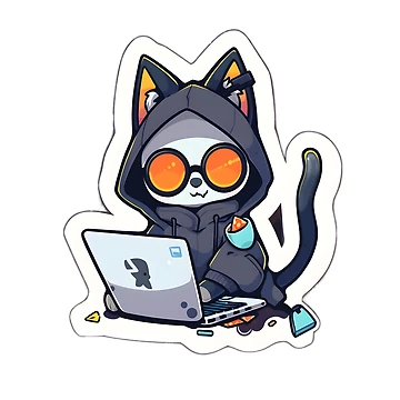 Artwork thumbnail, programmer cat beep boop coding Sticker by Risqe