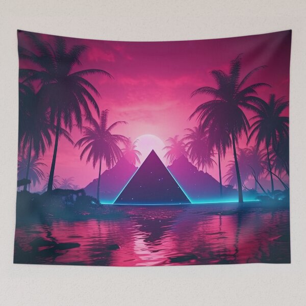 Item preview, Retro Utopia: Synthwave Bliss in the Cyber Oasis designed and sold by Mullet Monkey.