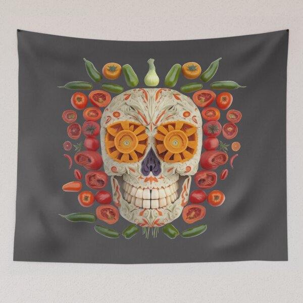Item preview, Deluxe design made of embroidery skull textile Day of the Dead, Dia de los Muertos designed and sold by Tio-Tecun.