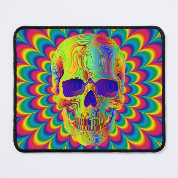 Item preview, Trippy Psychedelic Skull in Wild Rainbow Colors designed and sold by Artemachina.