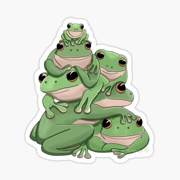 Green Frog Pile Sticker