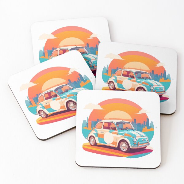 Item preview, Retro Ride: Colorful Fiat 500 in the Sunrise designed and sold by WASjourney.