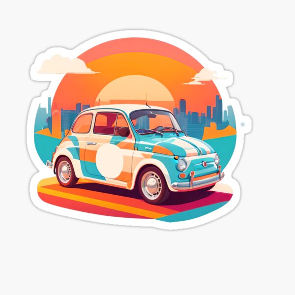 Item preview, Retro Ride: Colorful Fiat 500 in the Sunrise designed and sold by WASjourney.