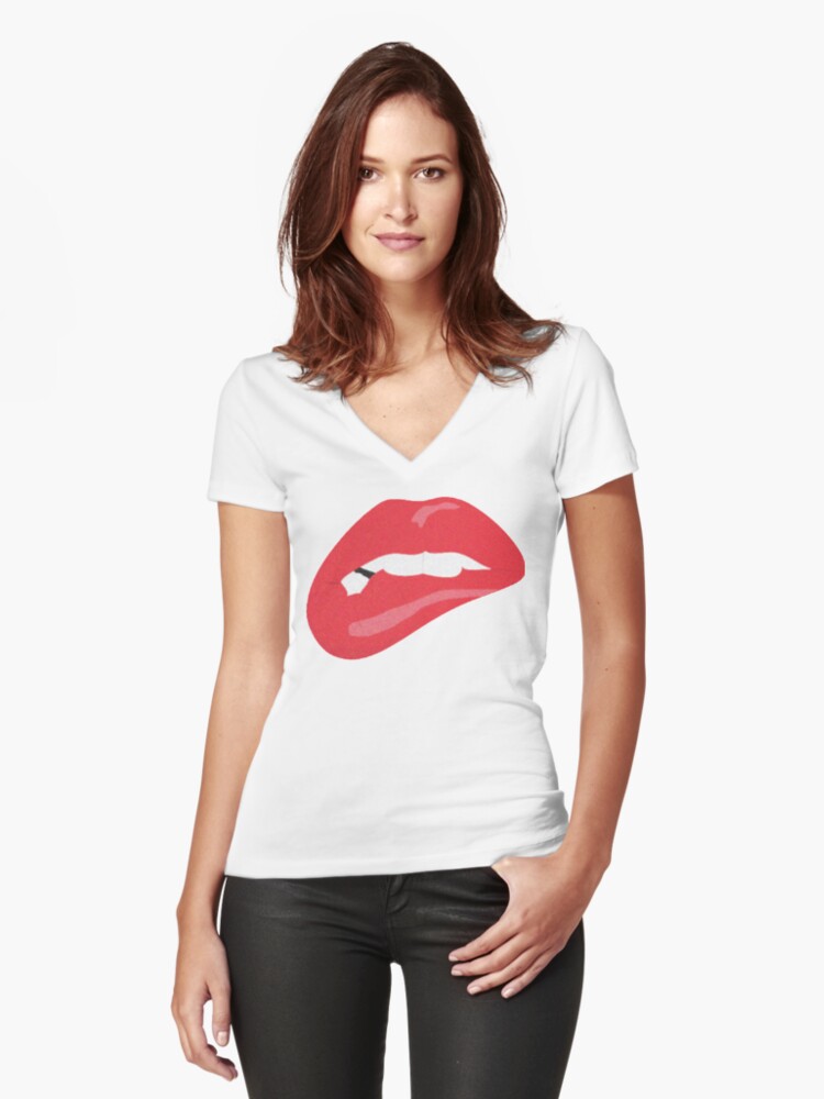Naughty America Womens Fitted V Neck T Shirt Front Naughty America Womens Fitted V Neck T Shirt Front