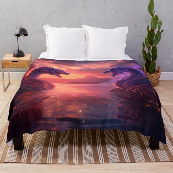 Item preview, Majestic Dragons: Fiery Red and Enchanting Purple in a Scenic Sunset designed and sold by Nange and Gabe.