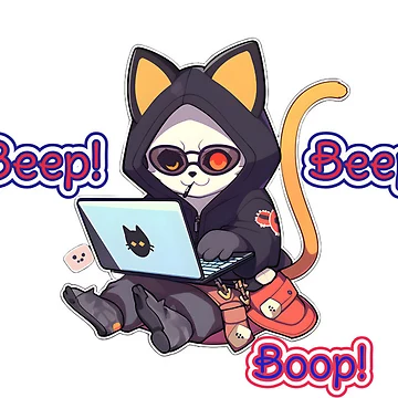 Artwork thumbnail, Programmer cat beep boop coding Sticker by Risqe