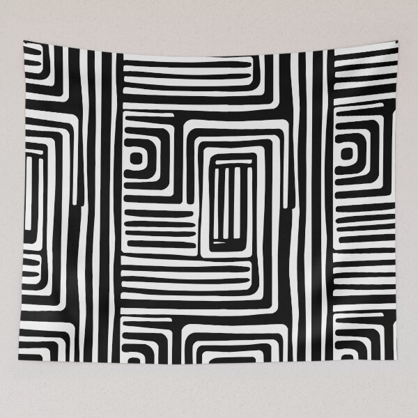Item preview, Abstract Concentric Modern Squares Black designed and sold by DesignHausArt.