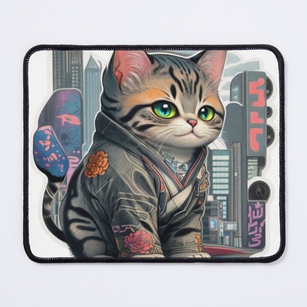 Item preview, Adorable kimono-clad cat radiating stylish charm stickers and more. designed and sold by mefirefire.