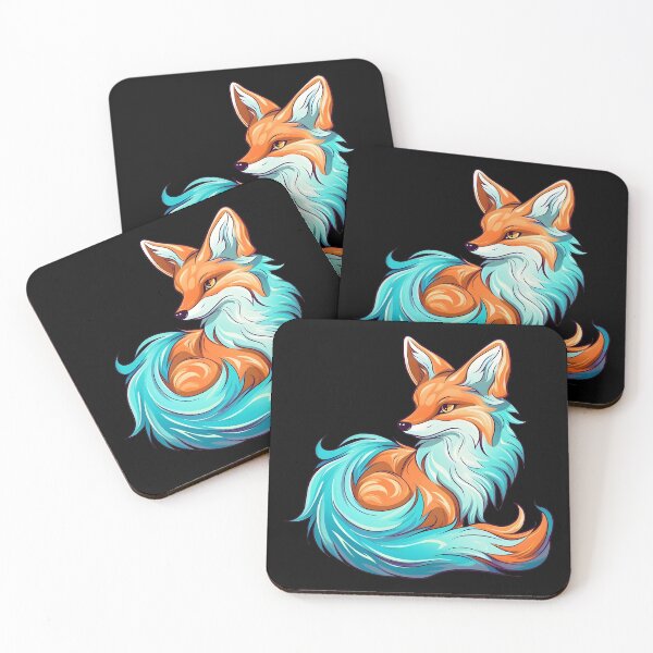 Item preview, Whimsical fluffy red fox with cyan fur designed and sold by Clearmind-Arts.