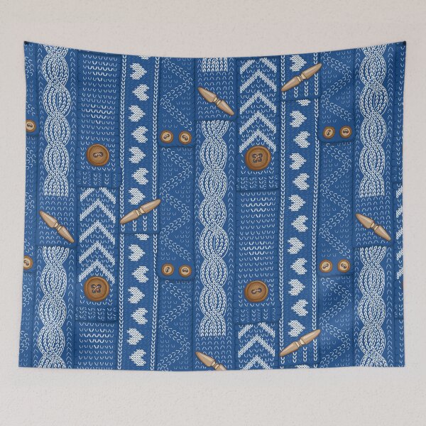 Item preview, Scarves Knitted Buttoned - Blue designed and sold by miavaldez.
