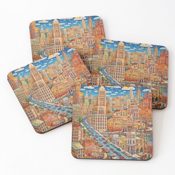 Item preview, Road Through Urban Folk Art Cityscape designed and sold by EpicFoxArt.
