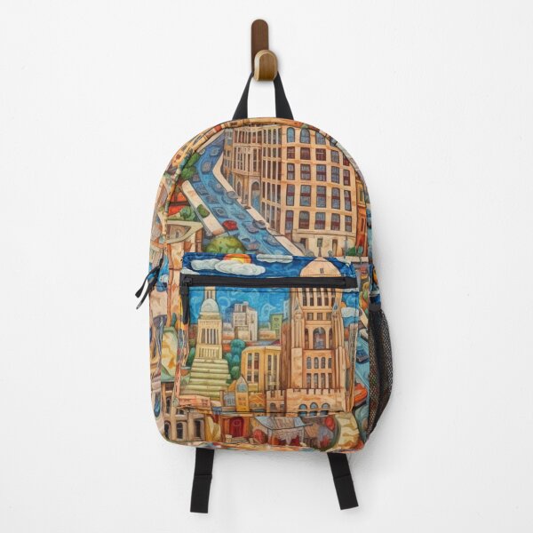 Item preview, Road Through Urban Folk Art Cityscape designed and sold by EpicFoxArt.
