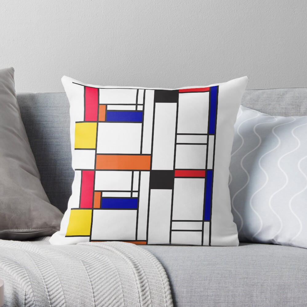 Mondrian inspired pattern maze Throw Pillow