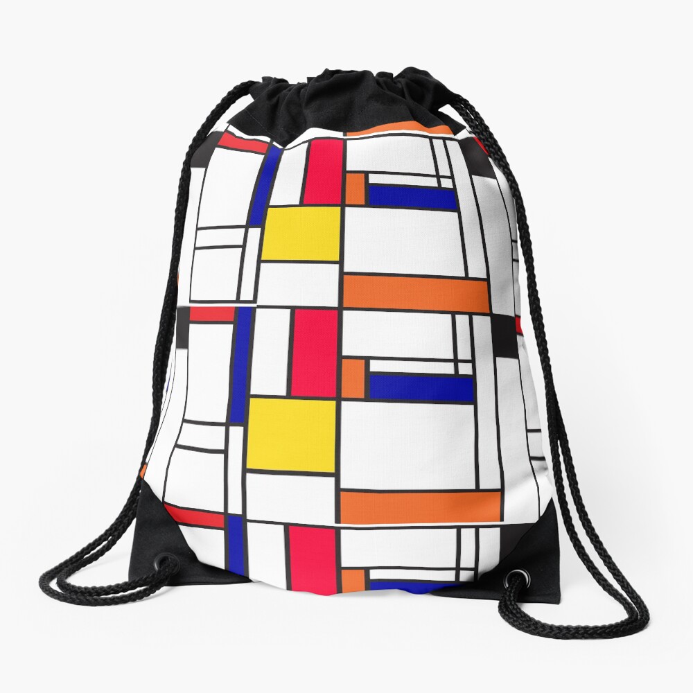Mondrian inspired pattern maze Drawstring Bag