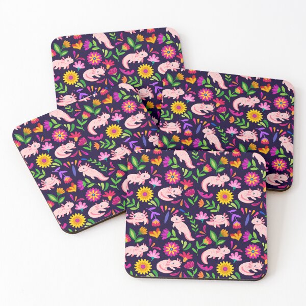 Item preview, Pink axolotl Mexican flower pattern  designed and sold by KCAbdelnour.