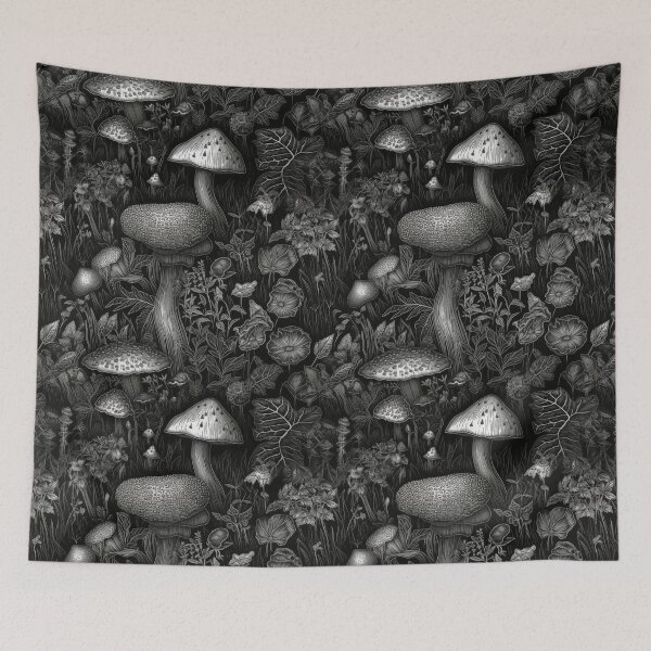 Item preview, Black & White Mushrooms designed and sold by PietyandDesire.