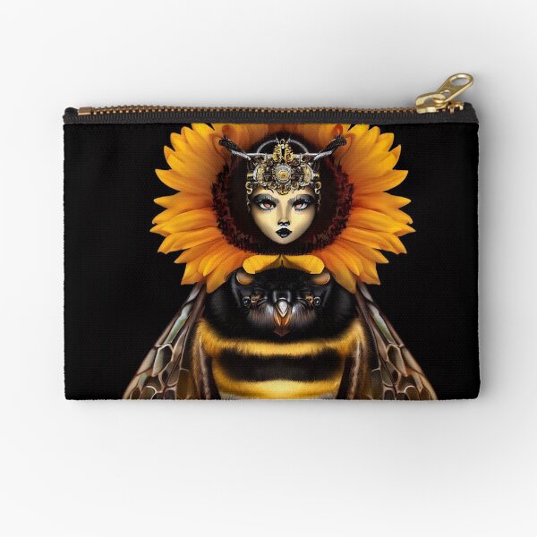BeeSpoke Bumblebee with a Sunflower Crown Zipper Pouch