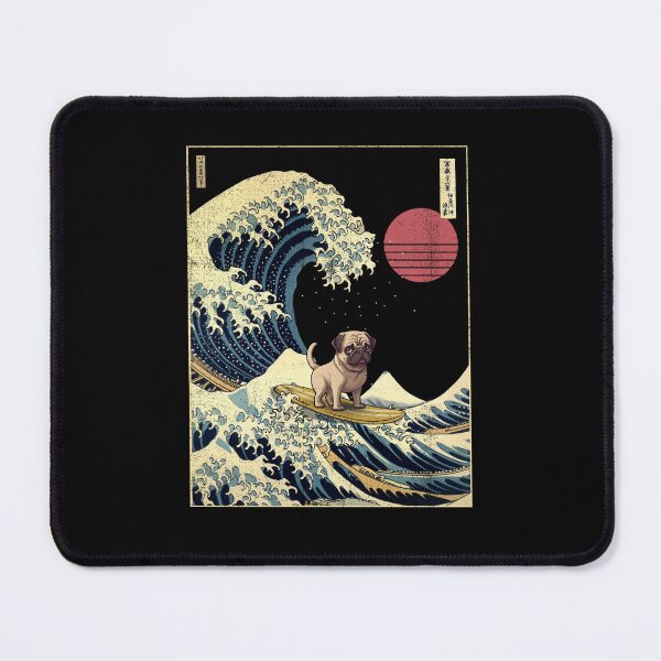 Item preview, Pug Kanagawa Japanese Surfing Wave designed and sold by rafaeltto.