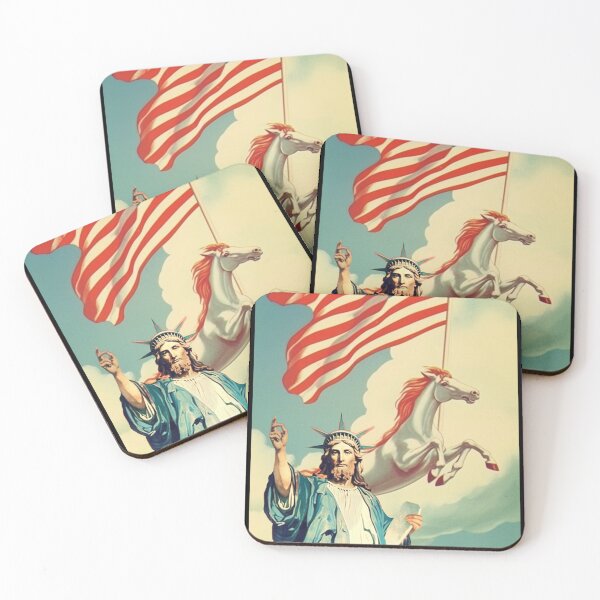 Item preview, Statue of Jesus Liberty & American Flag Unicorn designed and sold by Felix Toth.