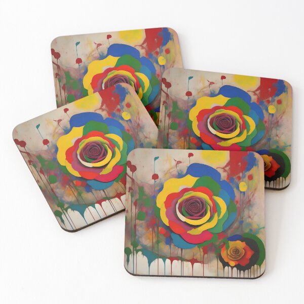 Item preview, COLORFUL ABSTRACT MOSAIC ROSES PAINTING designed and sold by digitalartlb.