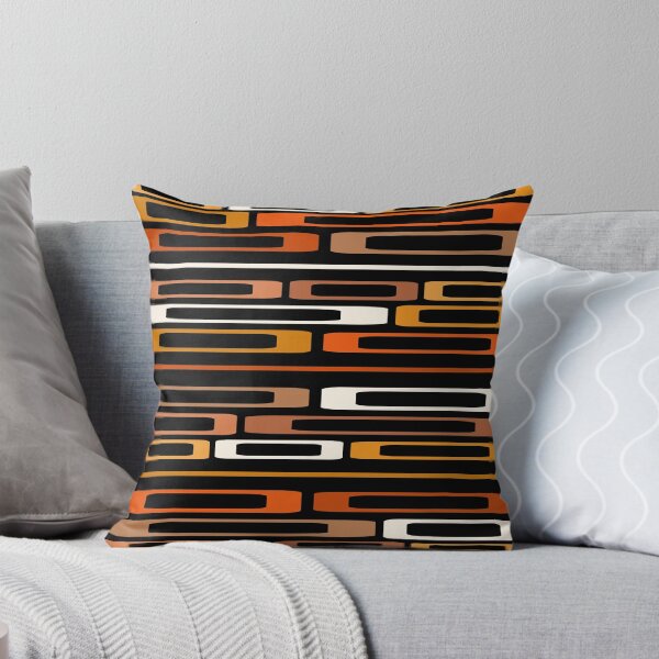 Item preview, Mid Century Retro Flat Rocks Black Orange designed and sold by thepixelgarden.