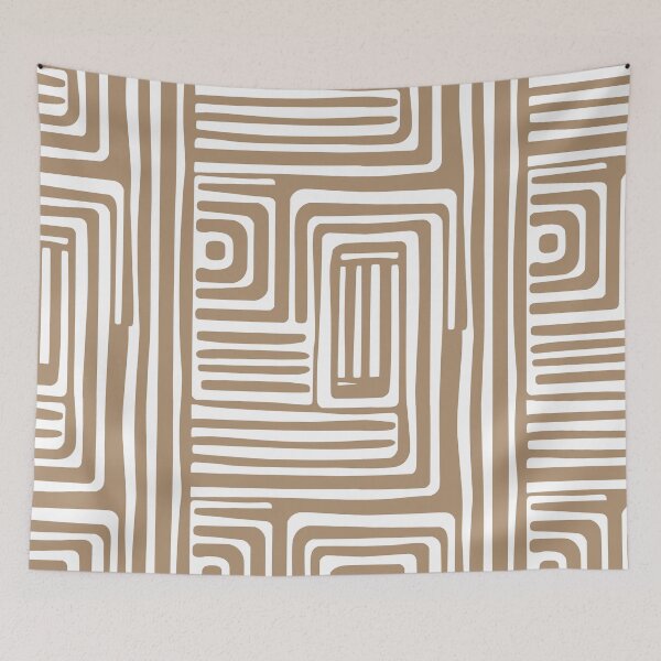 Item preview, Abstract Concentric Modern Squares Sand Brown designed and sold by DesignHausArt.