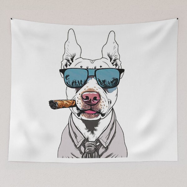 Item preview, dog wearing sunglasses and smoking cigar  designed and sold by DeluxBee.