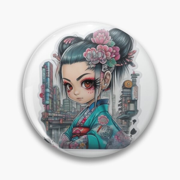 Item preview, Adorable kimono-clad girl radiating stylish charm stickers and more. designed and sold by mefirefire.