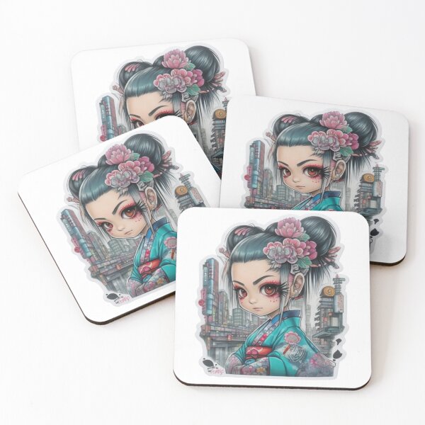 Item preview, Adorable kimono-clad girl radiating stylish charm stickers and more. designed and sold by mefirefire.