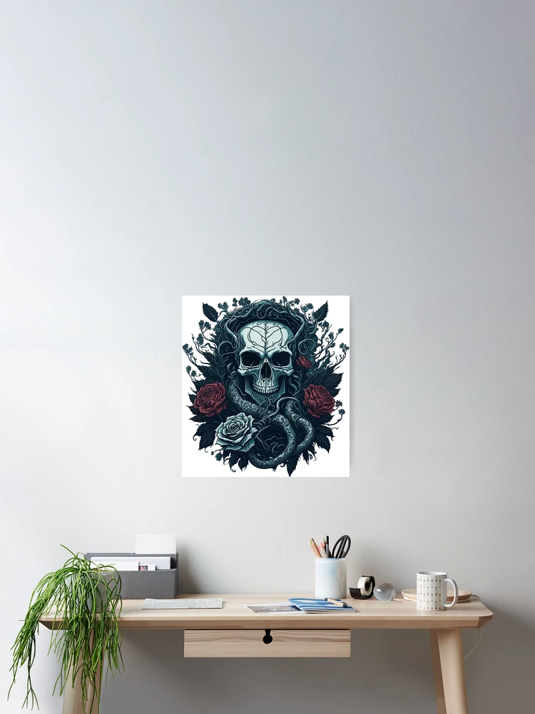 Thumbnail 2 of 3, Poster, Skull and Roses designed and sold by RaidarPro.