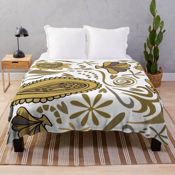 Artikelvorschau, Paisley Splash (Gold und Weiß) entworfen und verkauft von ClubCreativeArt.